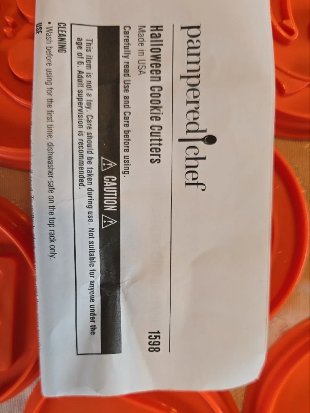 Pampered Chef Orange Halloween Cookie Press Disc Set